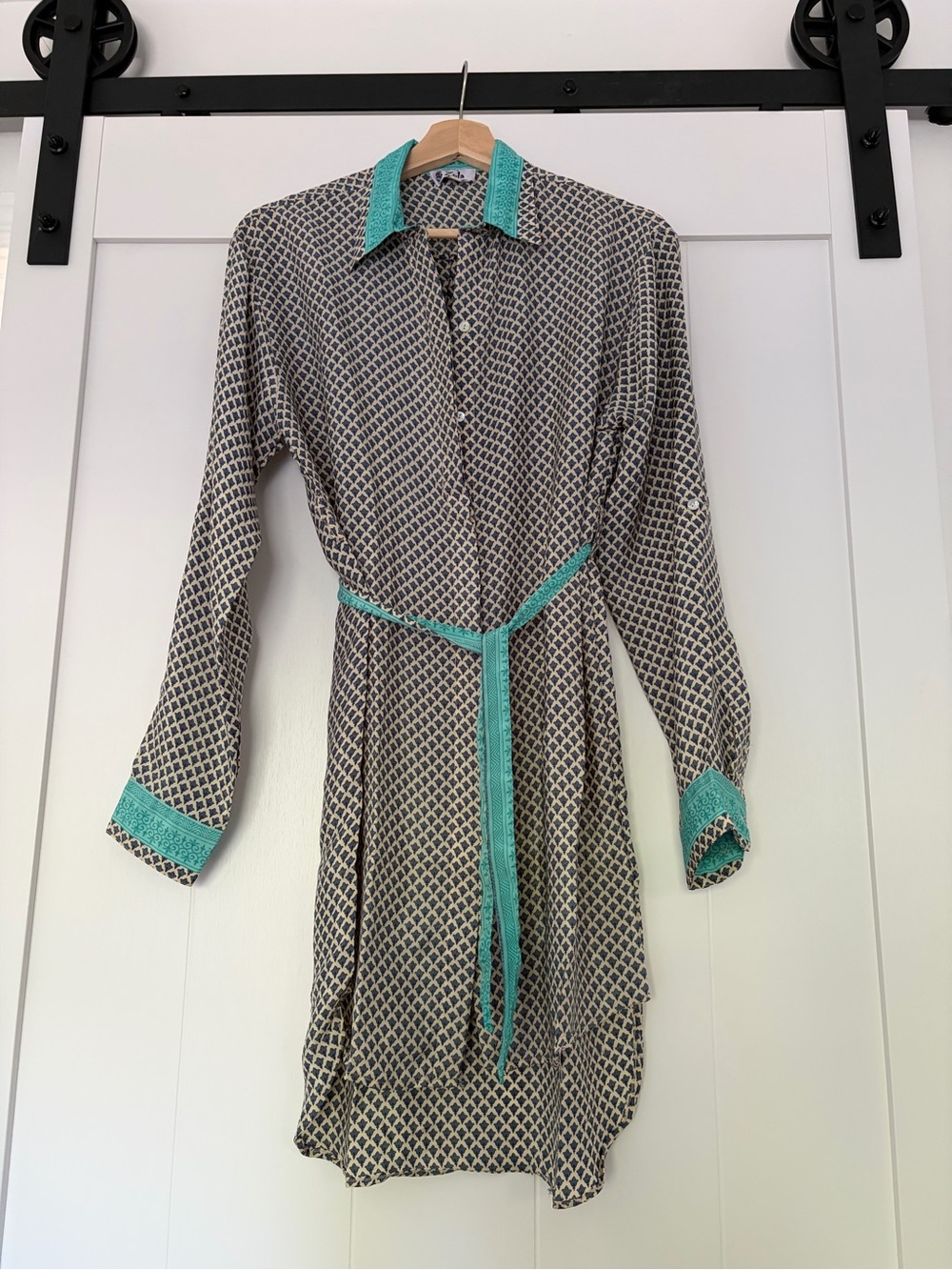New Printed Silk Shirt Dress